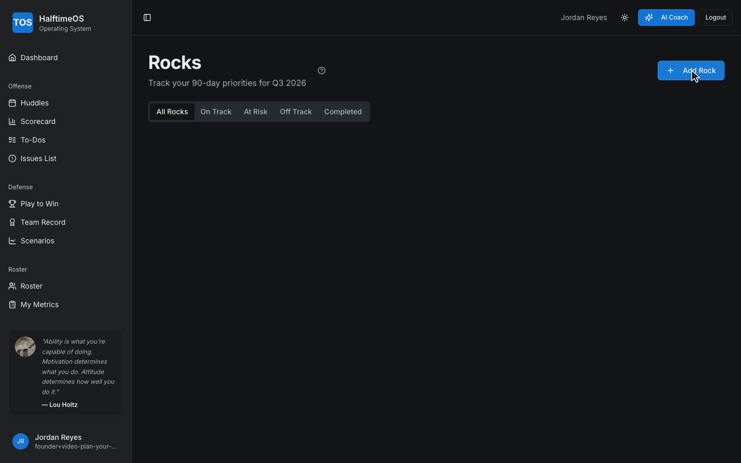 Step 2: Add a new Rock.