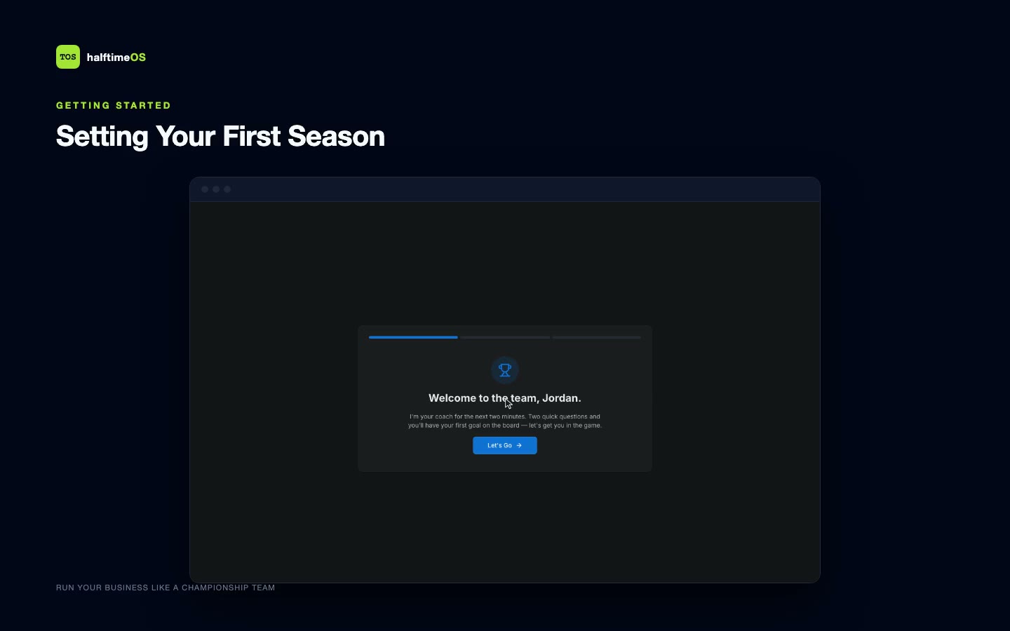 Setting Your First Season